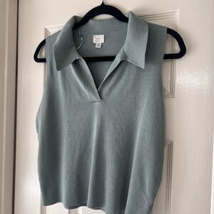 a new day Sleeveless Collared Crop Top - Light Blue